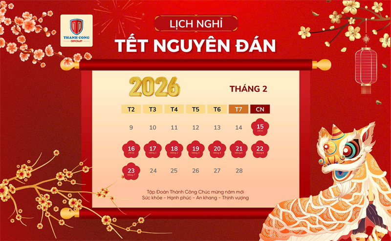 Thông báo lịch nghỉ Tết - Tập đoàn Thành Công