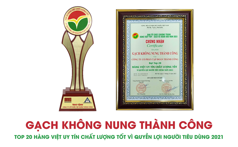 Gạch không nung Thành Công Top 20 Hàng Việt uy tín chất lượng tốt
