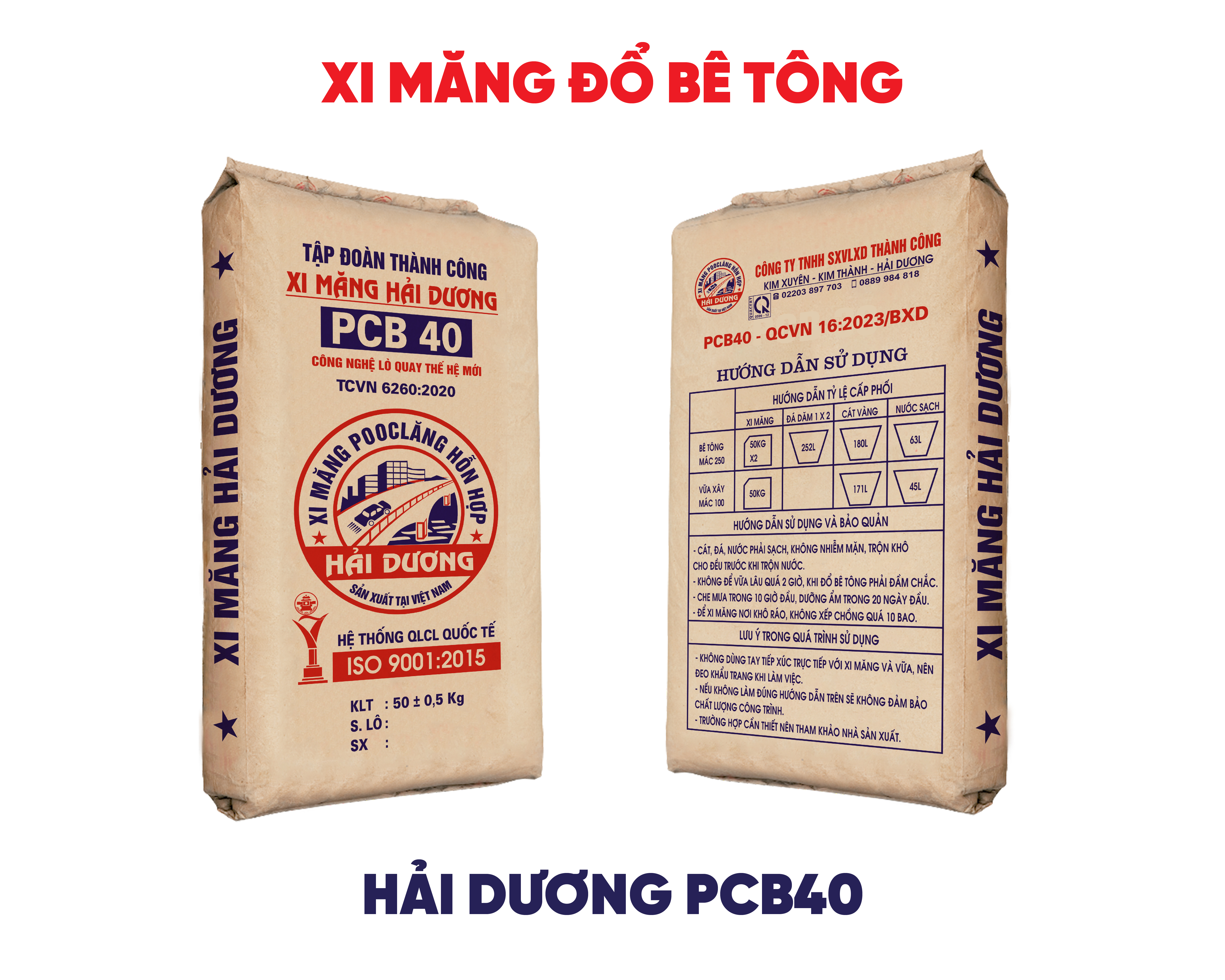 Xi măng đổ bê tông Hải Dương PCB40 công nghệ Mỹ