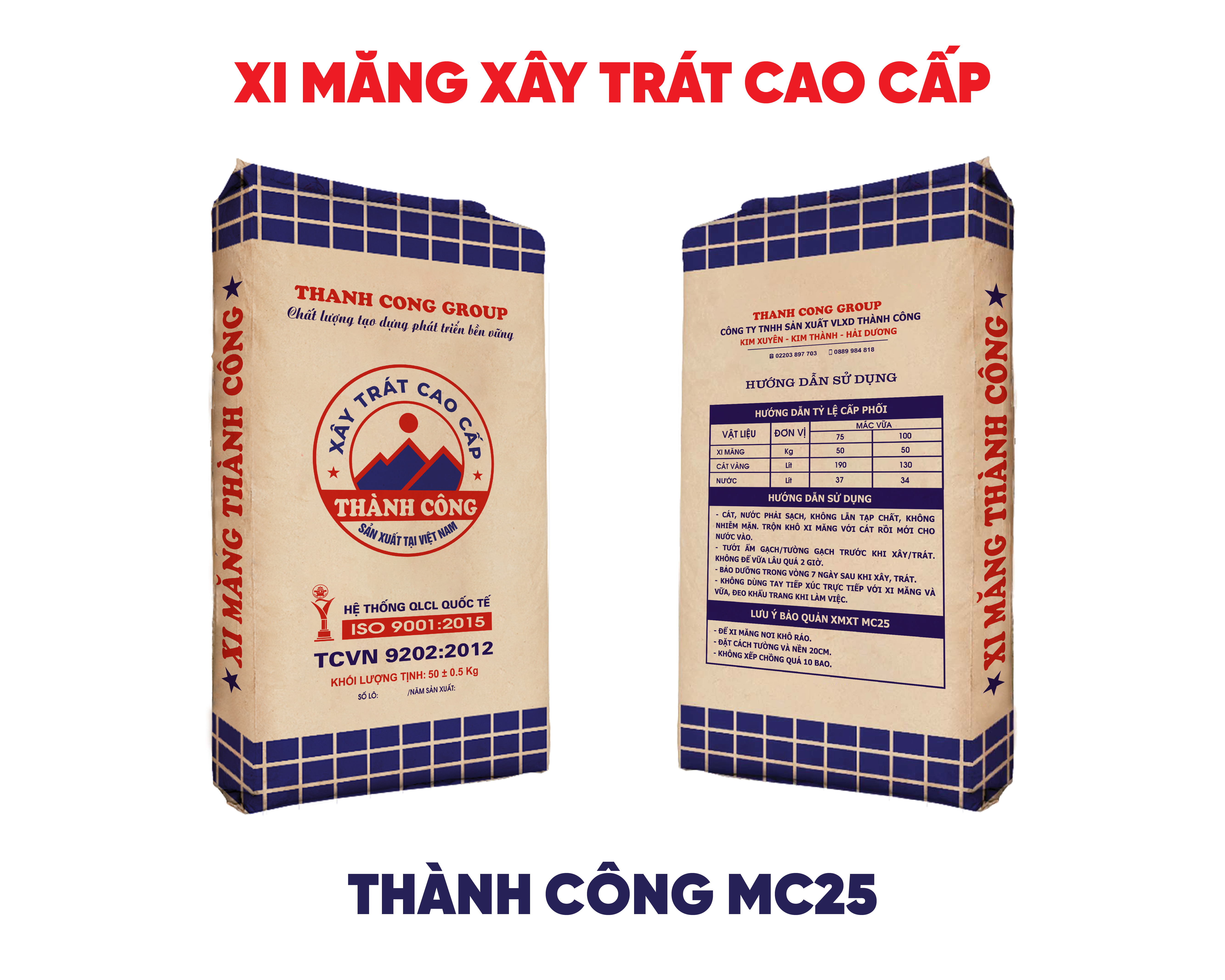 Xi măng xây trát cao cấp Thành Công MC25