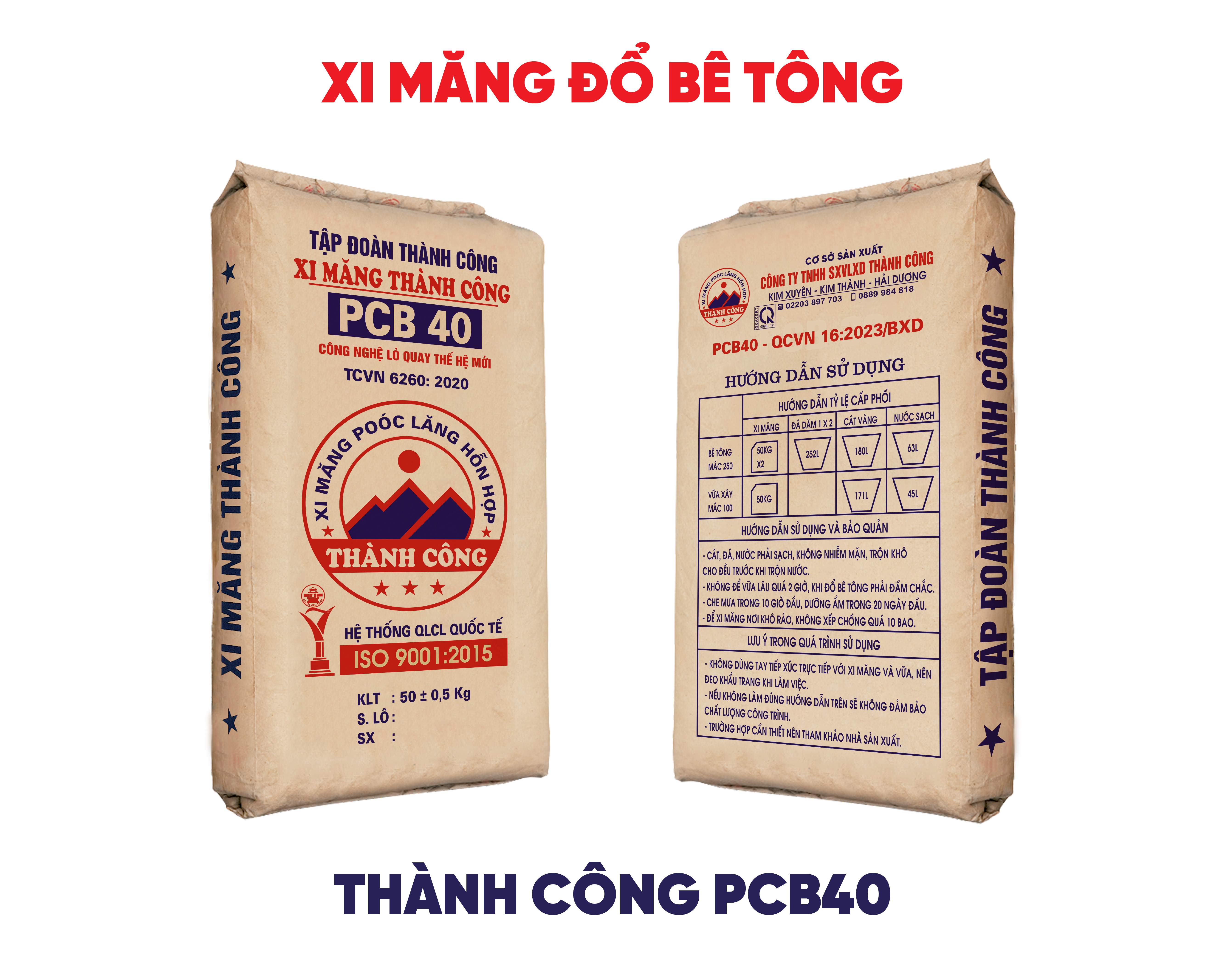 Xi măng đổ bê tông Thành Công PCB40 công nghệ Mỹ